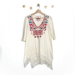 Johnny Was Embroidered Tunic Jersey Knit Top